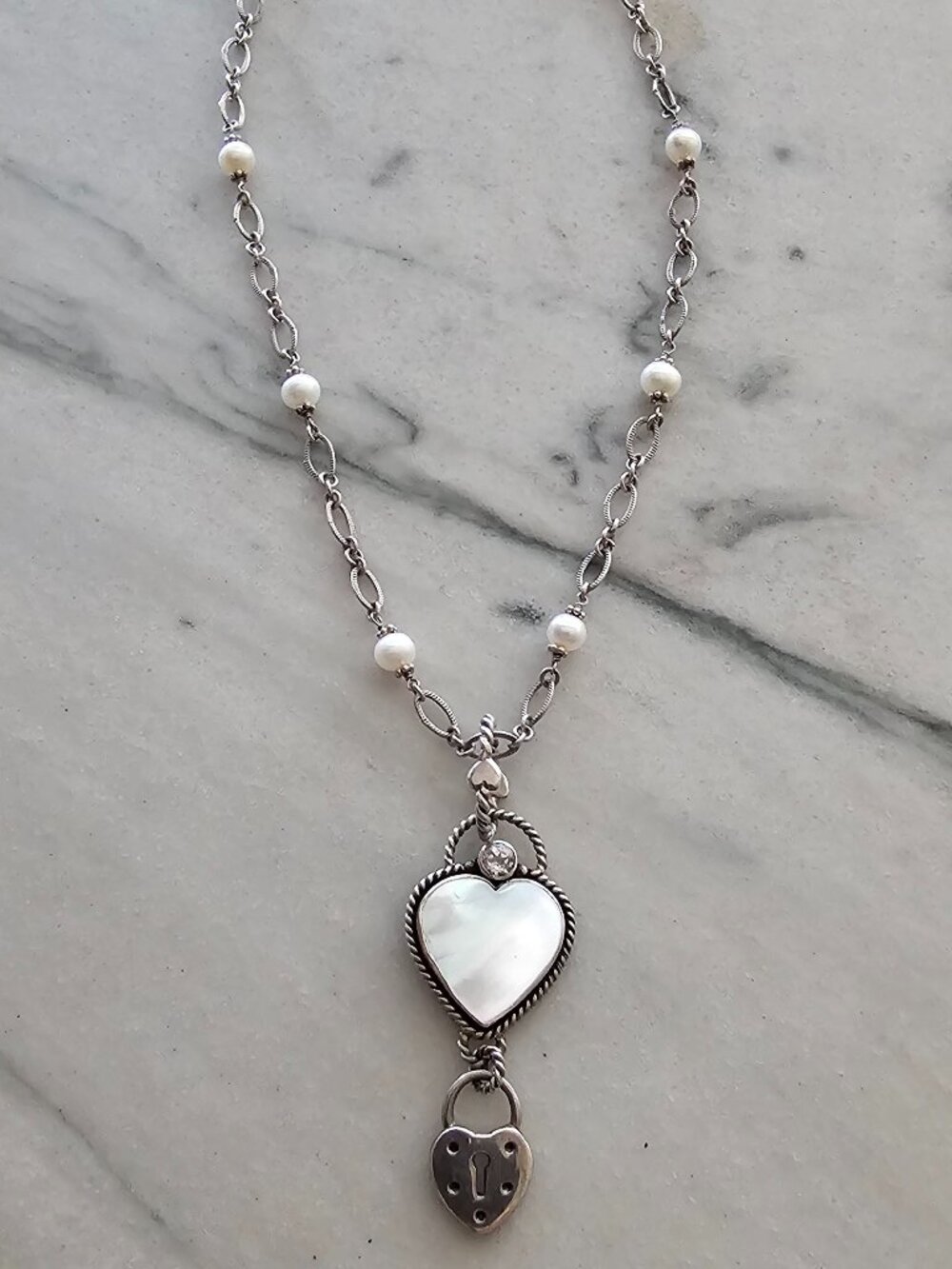 Echo of the Dreamer Mars & Valentine Mother of Pearl Stirling Silver Necklace